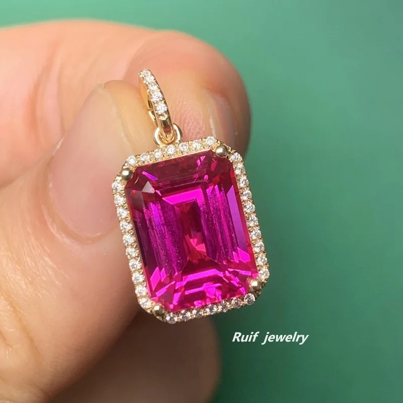 Ruif Customization Luxury18k Gold about 5ct Deep Pink Lab Grown Ruby Pendant for Women Birthday Gift Party Jewelry
Ruif Customization Luxury18k Gold about 5ct Deep Pink Lab Grown Ruby Pendant for Women Birthday Gift Party Jewelry