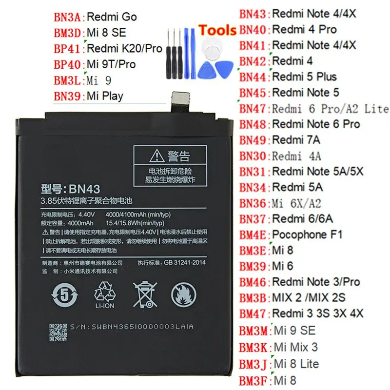 Оригинальный аккумулятор для телефона Xiaomi Mi Redmi Note Mix 2 3 3S 3X 4 4X 4A 4C 5 5A 5S 5X M5 6 6A 7 8 Pro Plus BN43 BN31
Оригинальный аккумулятор для телефона Xiaomi Mi Redmi Note Mix 2 3 3S 3X 4 4X 4A 4C 5 5A 5S 5X M5 6 6A 7 8 Pro Plus BN43 BN31