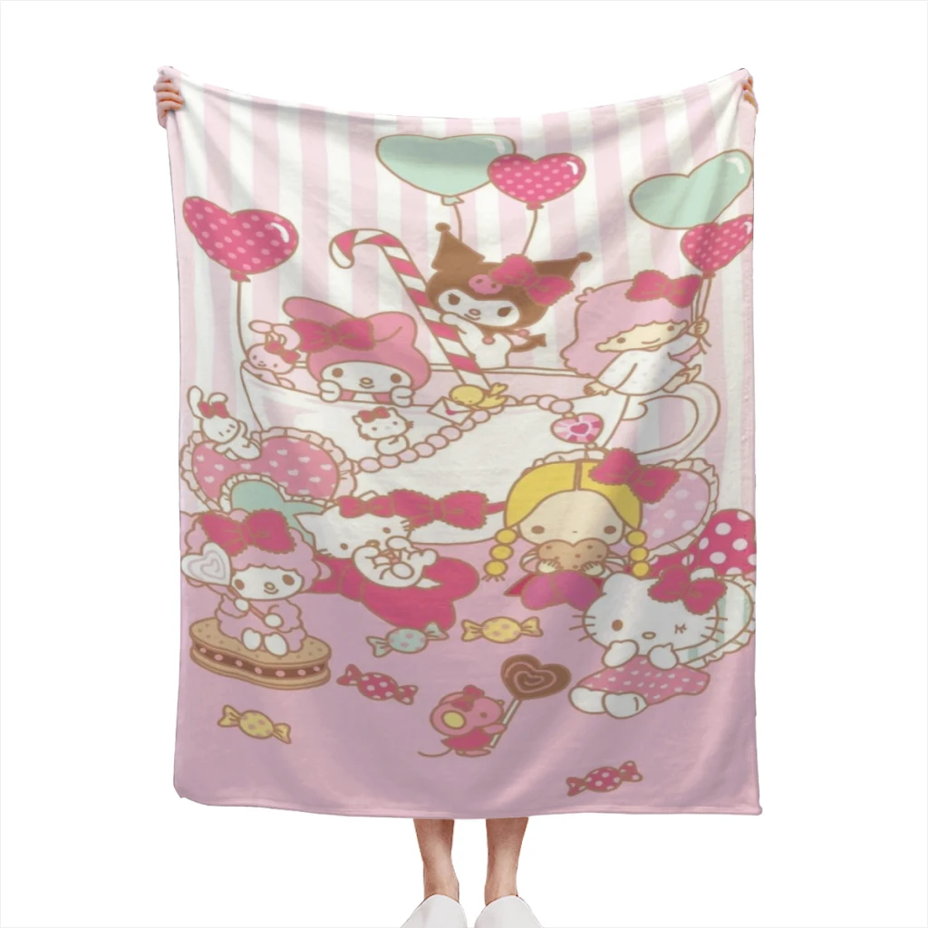 

Cute Comic Anime H-Hello K-itty Kawaii High Quality Flannel Blanket Flannel Warm Soft Extra Soft Throw Office Nap Sleep