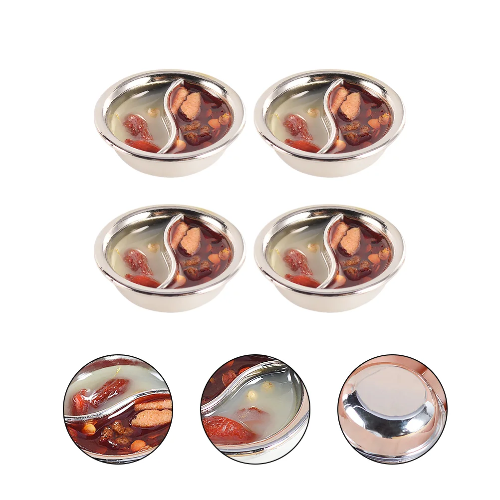 4 Pcs Yuanyang Hot Pot Props Mini House Decor Food Play Toy Miniature Scene Model Plastic Accessory
4 Pcs Yuanyang Hot Pot Props Mini House Decor Food Play Toy Miniature Scene Model Plastic Accessory