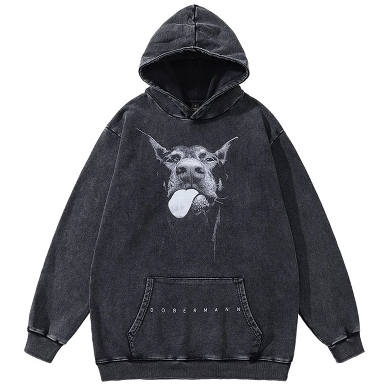 2023 Men Gothic Hoodies Hip Hop Streetwear Doberman Pinscher Print Punk Tops Vintage Washed Oversized Fashion Hooded Pullover
2023 Men Gothic Hoodies Hip Hop Streetwear Doberman Pinscher Print Punk Tops Vintage Washed Oversized Fashion Hooded Pullover