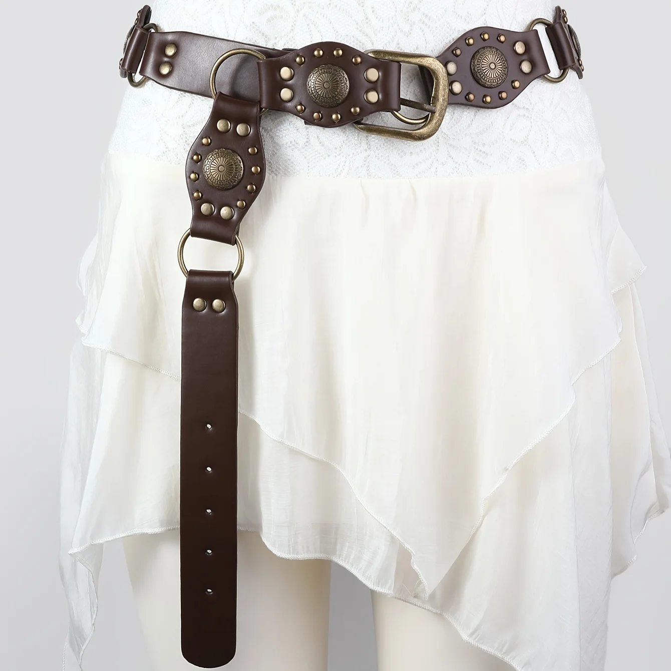 

Retro American Punk Metal Buckle Millennium Style Spicy Girl Nightclub Rivet Stitching Personalized Fashion Wide Belt