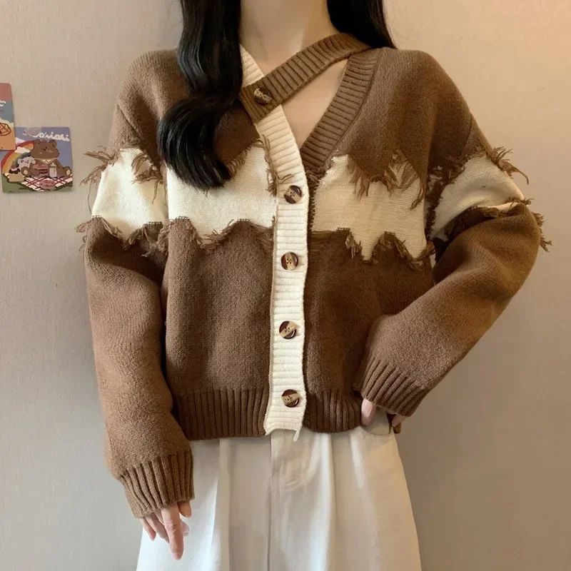 

Vintage Tassel Knitted Cardigan Jacket Women Autumn and Winter Knitwears Cardigans Casual Korean Elegant Warm Sweater Coat 29854