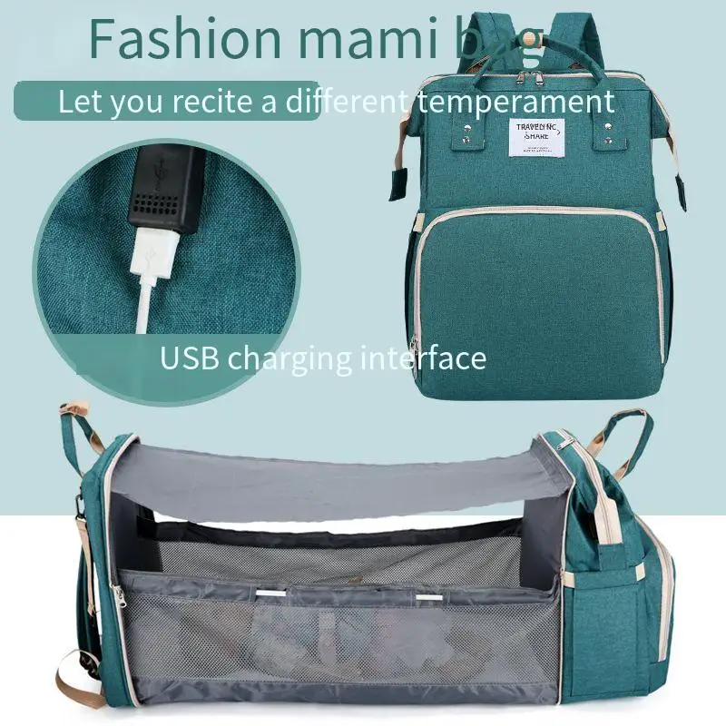 

New Mummy Baby Diaper Bag Backpack Female Maternity Mother Brand Mom Folding Crib Bed Mommy Nappy Changing Baby Nursing Bags