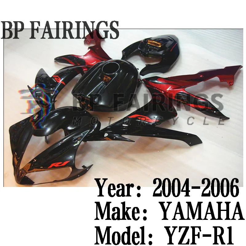 

for Yamaha YZF R1 2004 2005 2006 Motorcycle Bodywork Set Injection ABS Plastics Full Fairings Kit Set Black Red