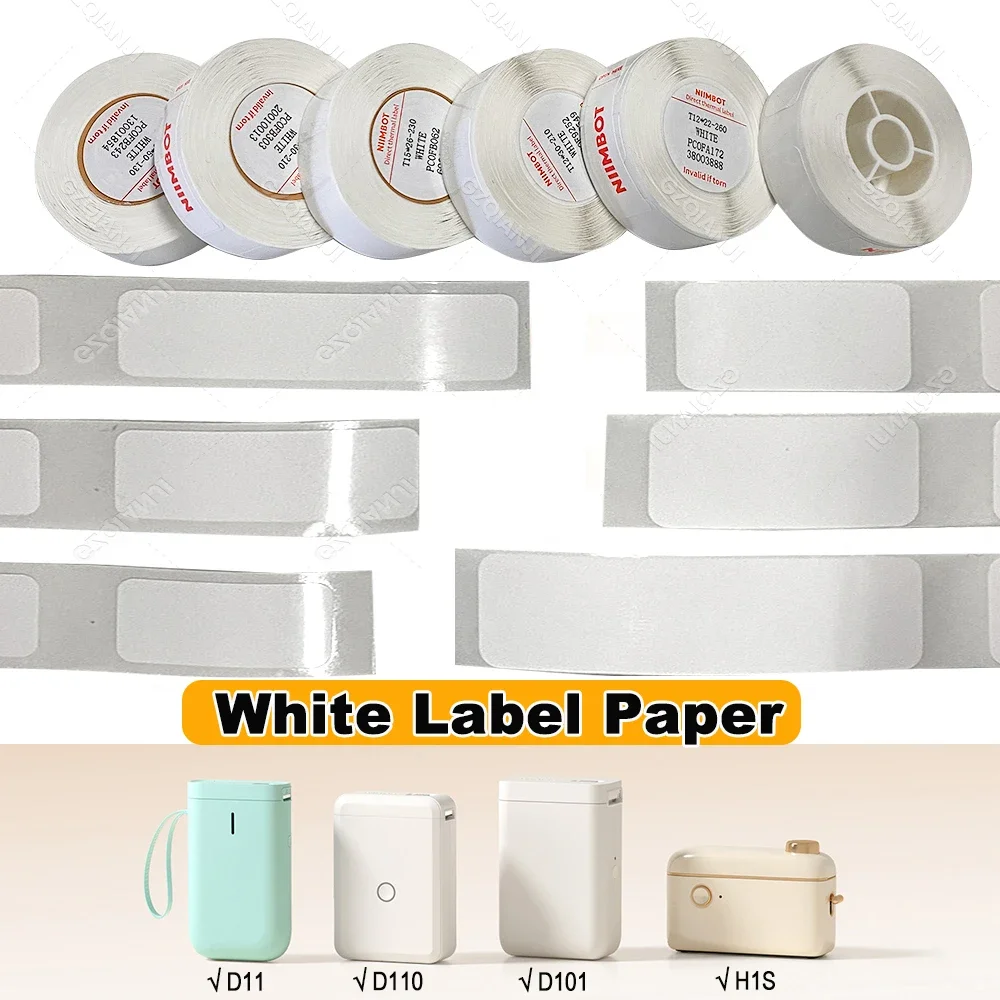 

NIIMBOT D101 Transparent Label Tape 12-15mm Wide Paper Pure Color Waterproof Sticker Self Adhesive Roll for D11 D110 White