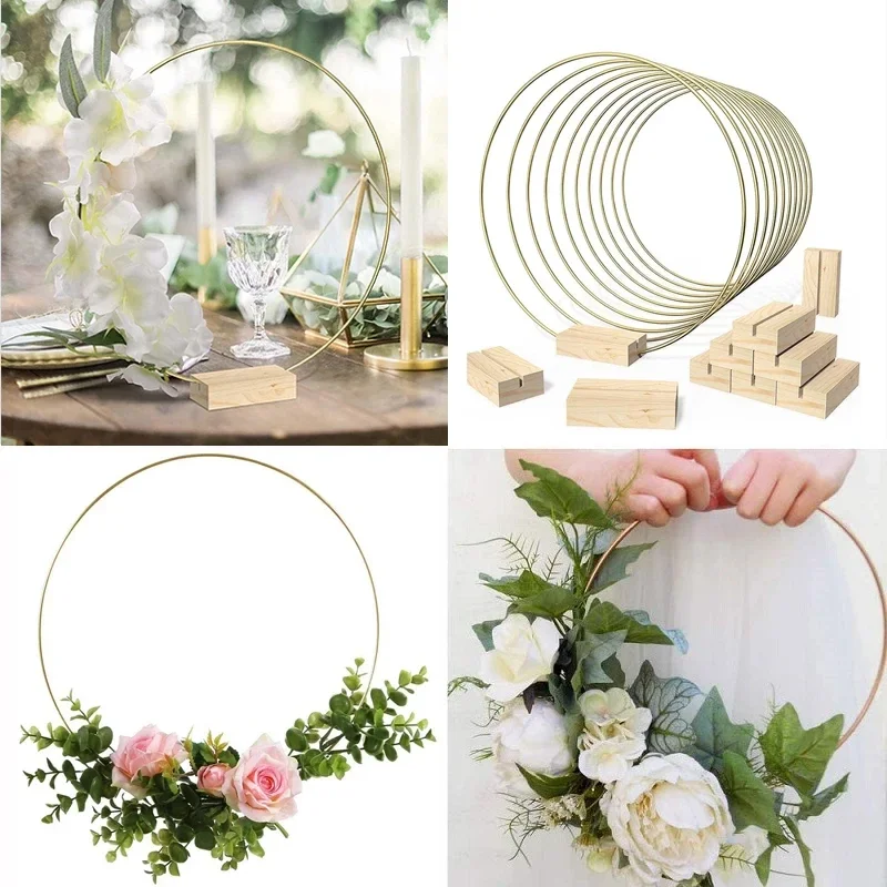 

Floral Hoop Garland Table Decoration Wedding Centerpieces Card Holders Decor Room Accessories Bride Flower Wreath Wedding