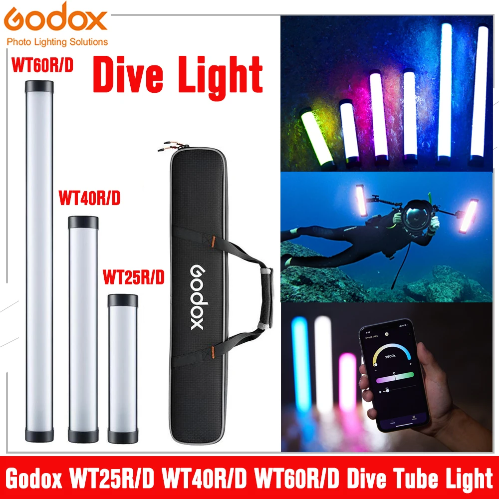 Godox WT25R WT40R WT60R WT25D WT40D WT60D RGB Dive Light Daylight Video Tube Light Underwater Photography Light
Godox WT25R WT40R WT60R WT25D WT40D WT60D RGB Dive Light Daylight Video Tube Light Underwater Photography Light