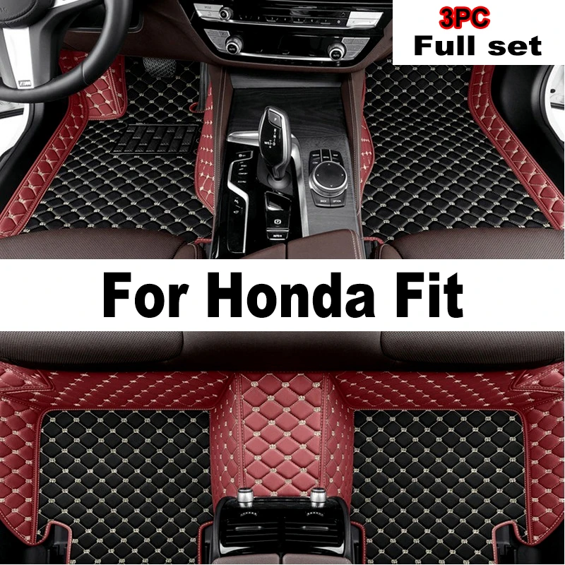 

Car Floor Mats For Honda Fit Jazz GK3 4 5 6 7 2014~2020 Carpet Mat Luxury Leather Rug Interior Parts Car Accessories GH7 GP5 6