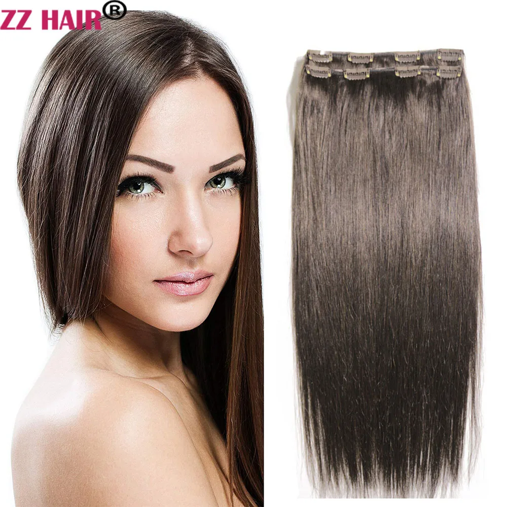 

ZZHAIR 100% Human Remy Hair Extensions 16"-26" 2pcs Set 60g 70g Clips-in Two Pieces 1x20cm 1x15cm Natural Straight