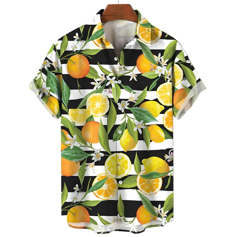 

Mens Designer Clothing Print Shirt Oversized Summer 2024 Travel Hawaii Beach Hawaiian Harajuku Tropical Fruit Camisa Masculino