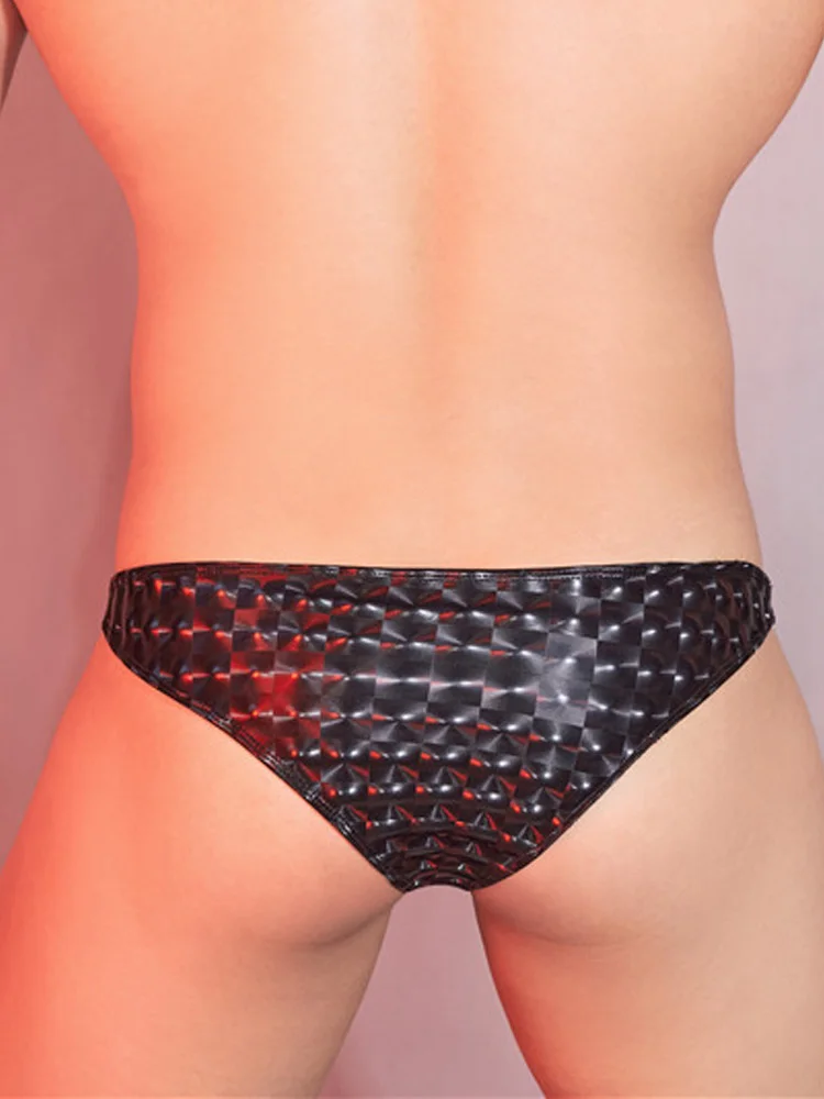 

Sexy Men U Convex Bulge Pouch Elastic Briefs Oil Glossy Shiny Leopard Underwear Exotic Thongs Low Waisted Gay Wear