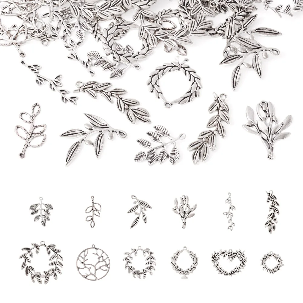 48Pcs Tibetan Style Tree Leaf Charms Olive Branch Tree Leaves Pendant Antique Silver Color for Bracelet Necklace Jewelry Making
48Pcs Tibetan Style Tree Leaf Charms Olive Branch Tree Leaves Pendant Antique Silver Color for Bracelet Necklace Jewelry Making