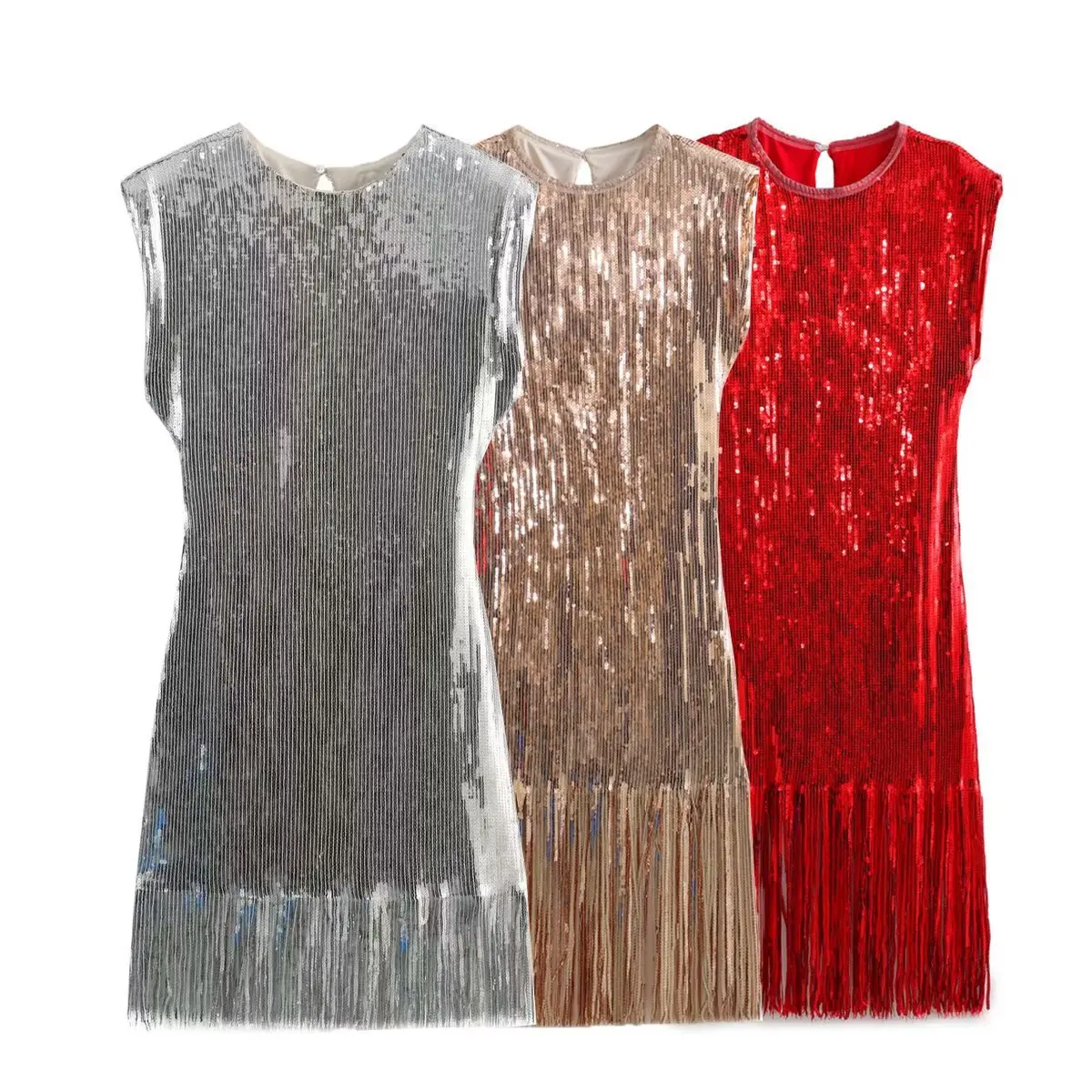 Clothland Women Sexy Sequined Tassel Dress Red Gold Sleeveless O Neck Shiny Party Event Mini Dresses Vestido QD401
Clothland Women Sexy Sequined Tassel Dress Red Gold Sleeveless O Neck Shiny Party Event Mini Dresses Vestido QD401