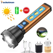 Powerful LED Flashlight USB Handheld Spotlight Solar Lantern Flashlight Searchlight With Side Light Waterproof Camping LED Lamp
Powerful LED Flashlight USB Handheld Spotlight Solar Lantern Flashlight Searchlight With Side Light Waterproof Camping LED Lamp