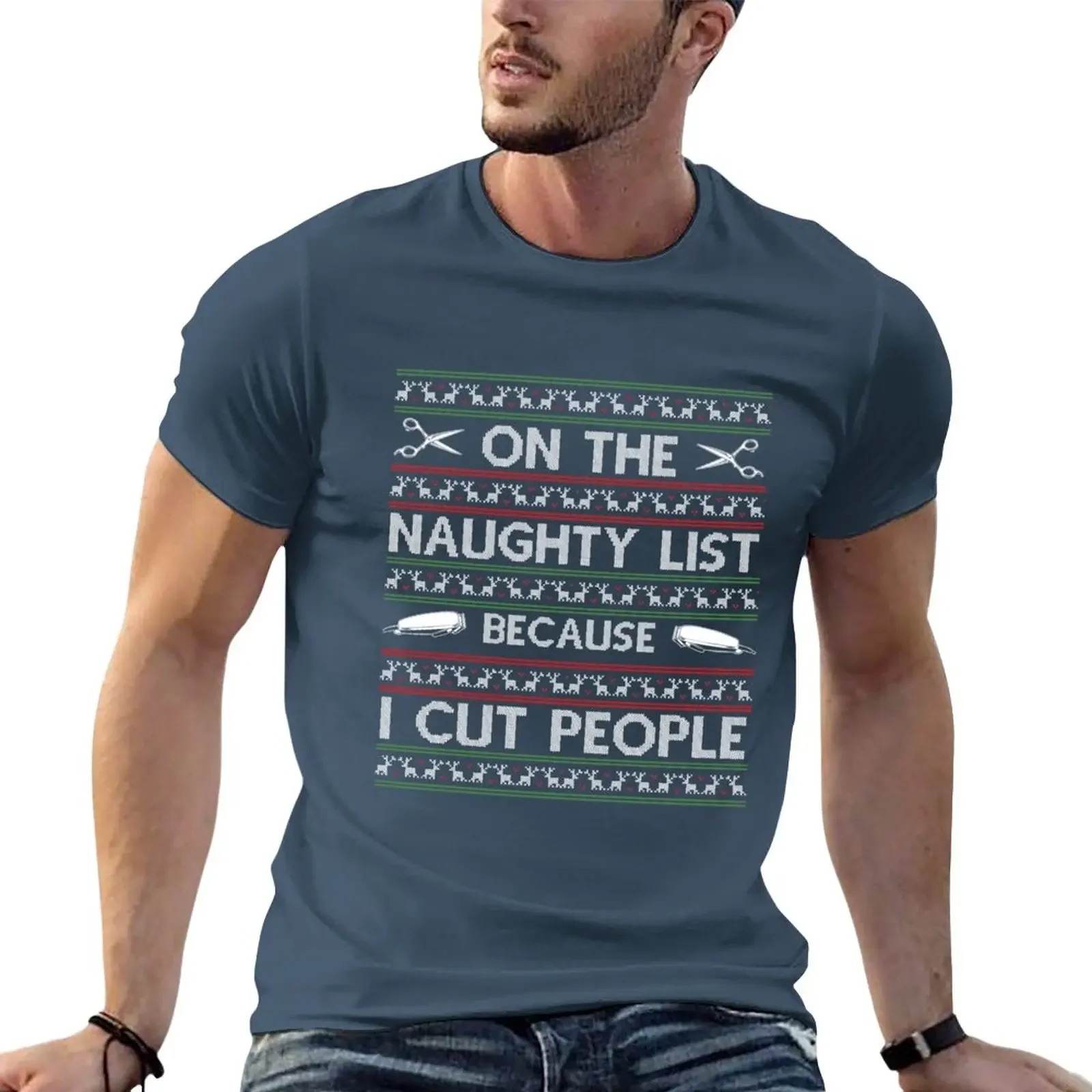 

On the Naughty list Because I cut people T-Shirt animal prinfor boys summer clothes summer tops black t-shirts for men