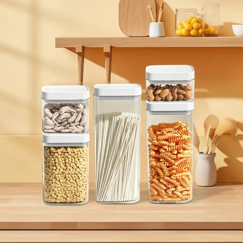Kitchen Storage Sealed Jar Sealed Food Container for Grain Clear Cereal Container Stackable Kitchen Storage Counter Jars 
Kitchen Storage Sealed Jar Sealed Food Container for Grain Clear Cereal Container Stackable Kitchen Storage Counter Jars