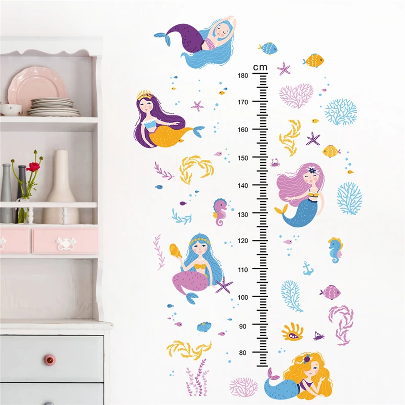 Cartoon Mermaid Swim With Fishes Wall Stickers For Measuring Height Bathroom Decoration Pvc Mural Art Home Decals Kids Poster
Cartoon Mermaid Swim With Fishes Wall Stickers For Measuring Height Bathroom Decoration Pvc Mural Art Home Decals Kids Poster