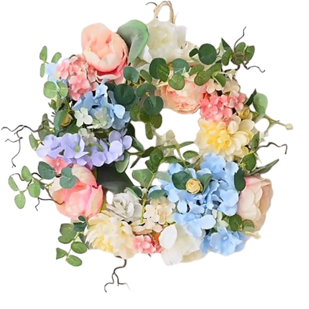 

1pc Garland Colorful Artificial Hydrangea Wreath, Vibrant Spring Rainbow Flower Garland For Artificial Decorations Accessories