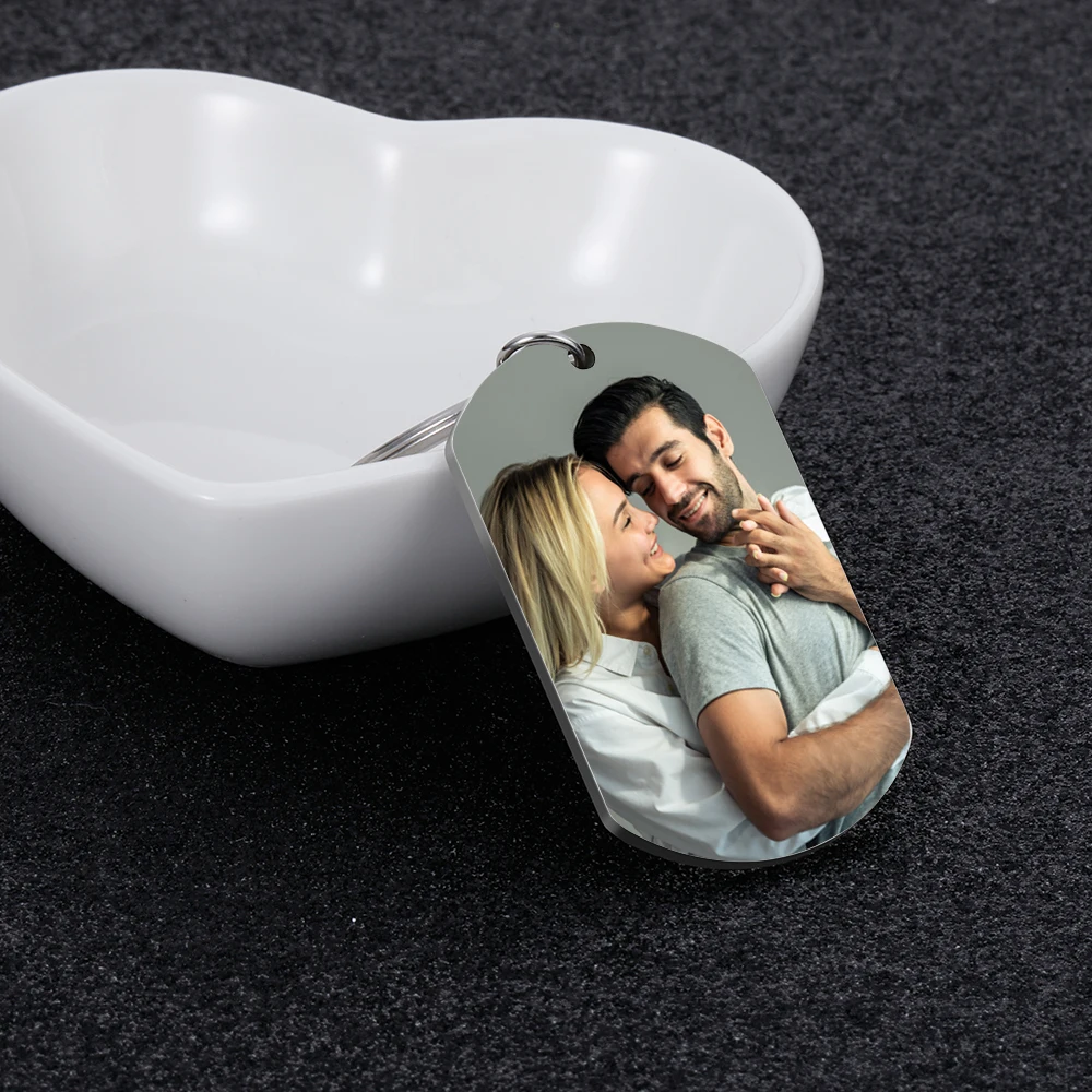 Custom Photo Couple Keychain Anniversary Gift for Boyfriend Him Her Stainless Steel Laser Engraved Doubled Sided Text Keychains Custom Photo Couple Keychain Anniversary Gift for Boyfriend Him Her Stainless Steel Laser Engraved Doubled Sided Text Keychains