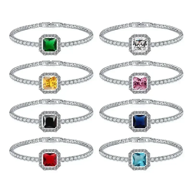

**** Crystal Charms Bracelets For Women Claw Drill Set Colorful Crystal Bracelets Lobster Clasp Link Chain