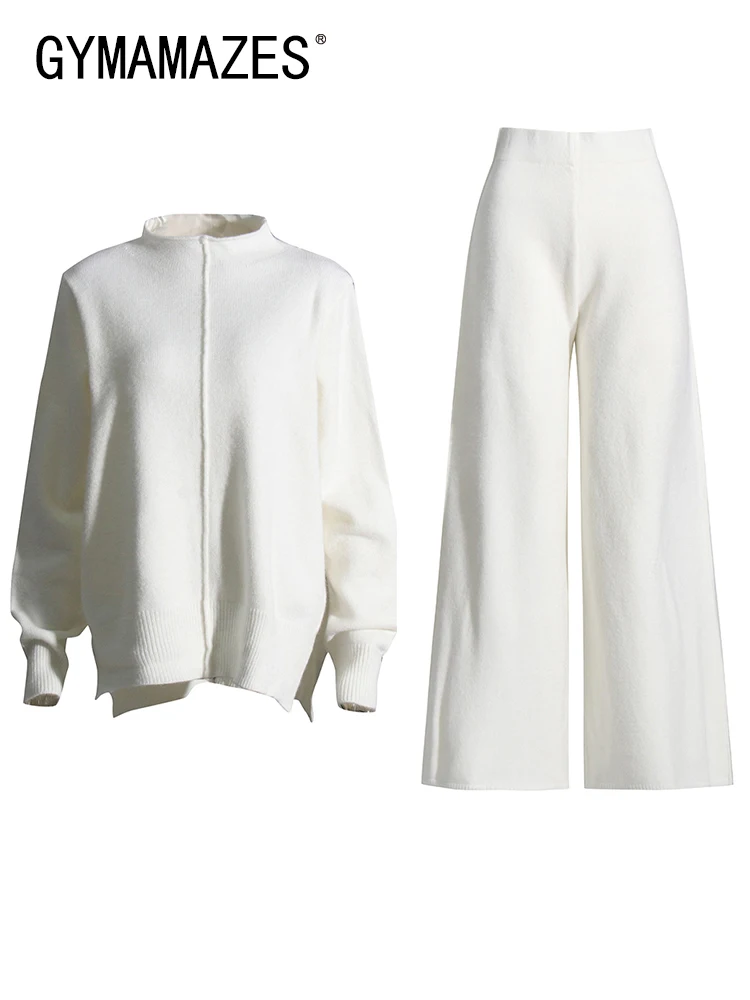GYMAMAZES Loose Knitting Two Piece Set Womens Round Neck Long Sleeve Tops High Waist Wide Leg Pants White Sets Female 2022 New
GYMAMAZES Loose Knitting Two Piece Set Womens Round Neck Long Sleeve Tops High Waist Wide Leg Pants White Sets Female 2022 New