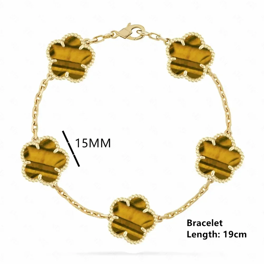 

2024 Four Leaf Clover 18K Gold Bracelet for Couple Women Moissanite Jewelry Korean Birthday Luxury Brand High Quality New In