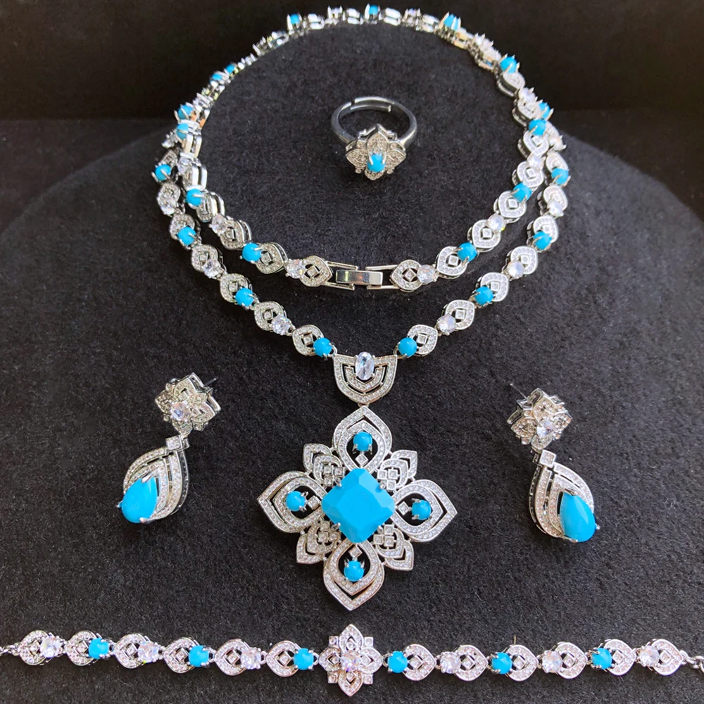 

Missvikki Luxury Long Drop Necklace Earrings Jewelry Sets Super CZ for Noble Women Bridal Wedding Gorgeous Sparkling Best Gift