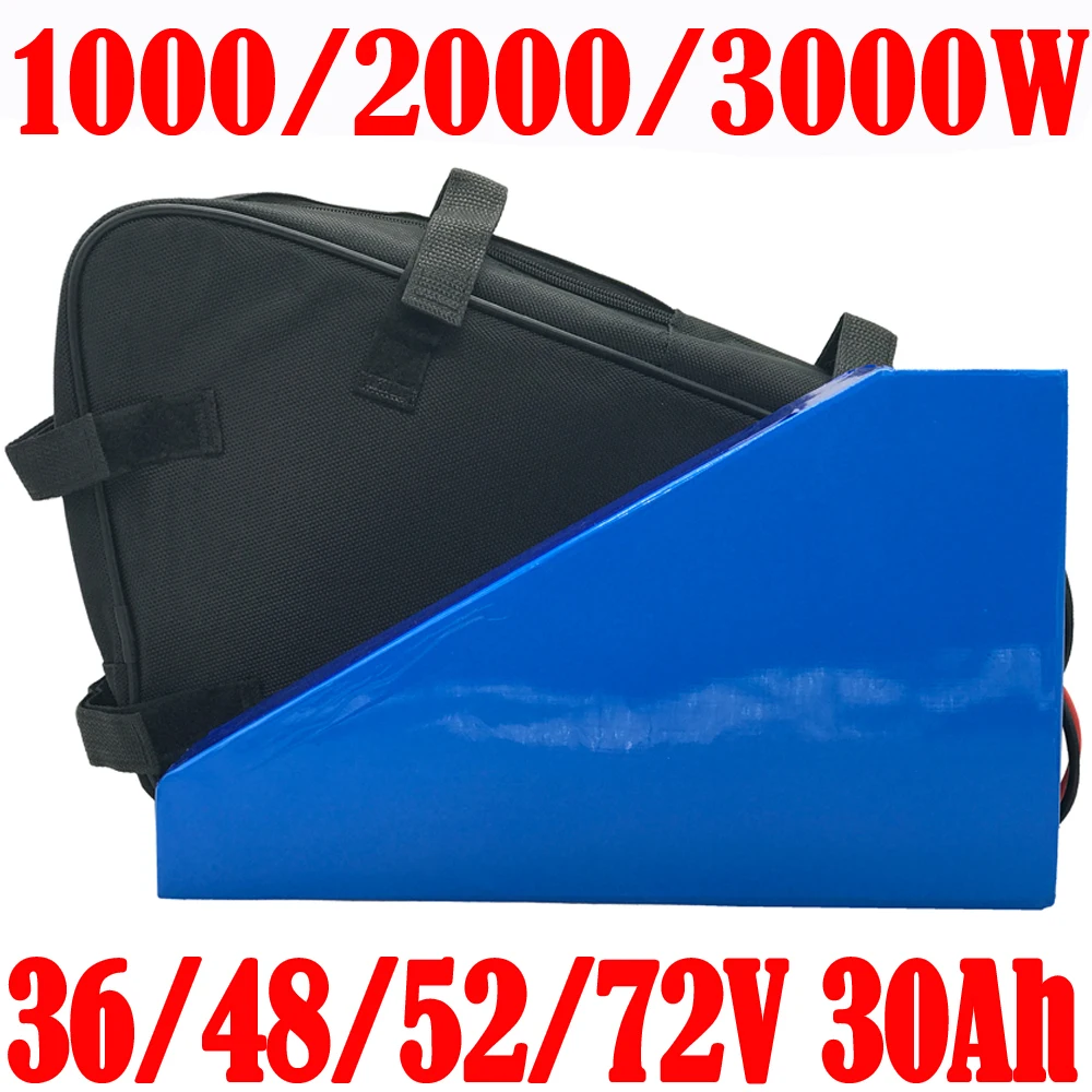 

18650 Cell eBike Triangle Battery Pack 48V 30Ah 20Ah 72V 25Ah Lithium ion Batteries For 3000W 2000W 1000W Electric Bike Scooter