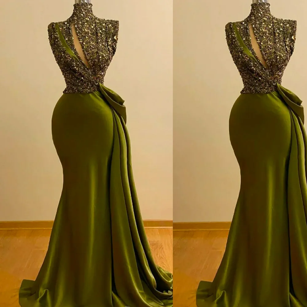 Hunter Green Crystal Beaded Mermaid Prom Dresses Vintage High Neck Evening Gown Saudi Arabic Long Formal Party Gown
Hunter Green Crystal Beaded Mermaid Prom Dresses Vintage High Neck Evening Gown Saudi Arabic Long Formal Party Gown