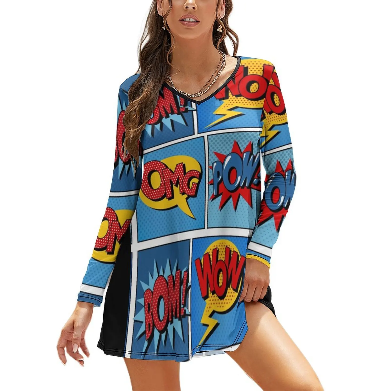 Set of Comic Bubbles in Pop Art Style Long Sleeved Loose Dress Dress woman Women's summer skirt
Set of Comic Bubbles in Pop Art Style Long Sleeved Loose Dress Dress woman Women's summer skirt