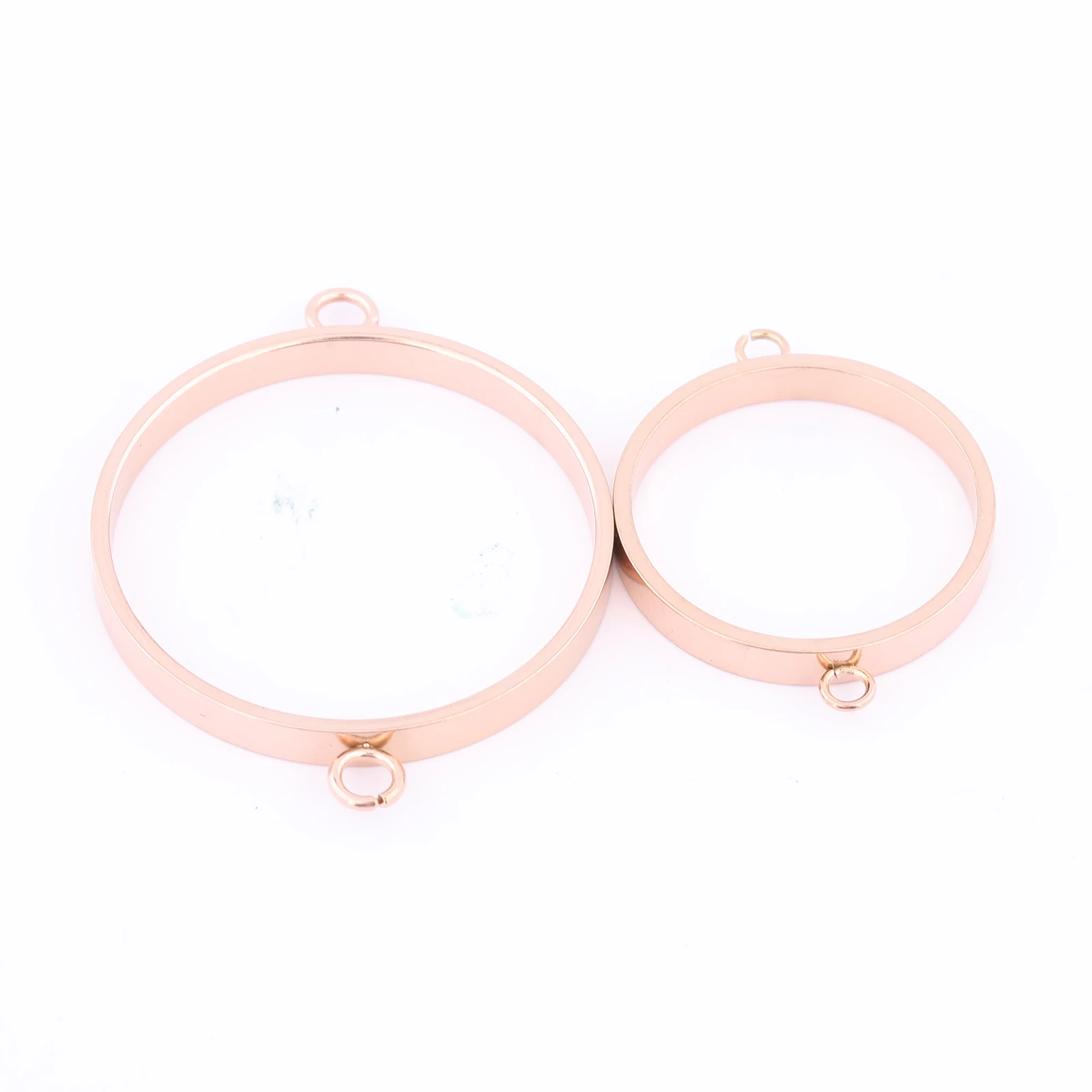 

10pcs Stainless Steel Rose Gold 18mm Open Bezel Connectors Diy Cabochon Frame Setting Blanks For Resin Bracelets Jewelry Making