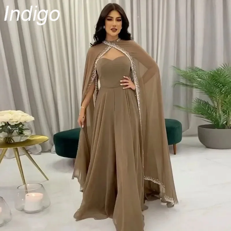 

Indigo Prom Dresses Chiffon Sweetheart Floor-length Beading Women Formal Party Dress 2024 فساتين الحفلات robes de soirée