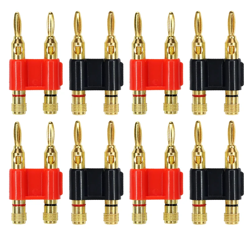 

8/40/200PCS Double Row 4MM Banana Plug Connector Speaker Amplifier Plug Jack Twin Banana Terminal Couple Adapter