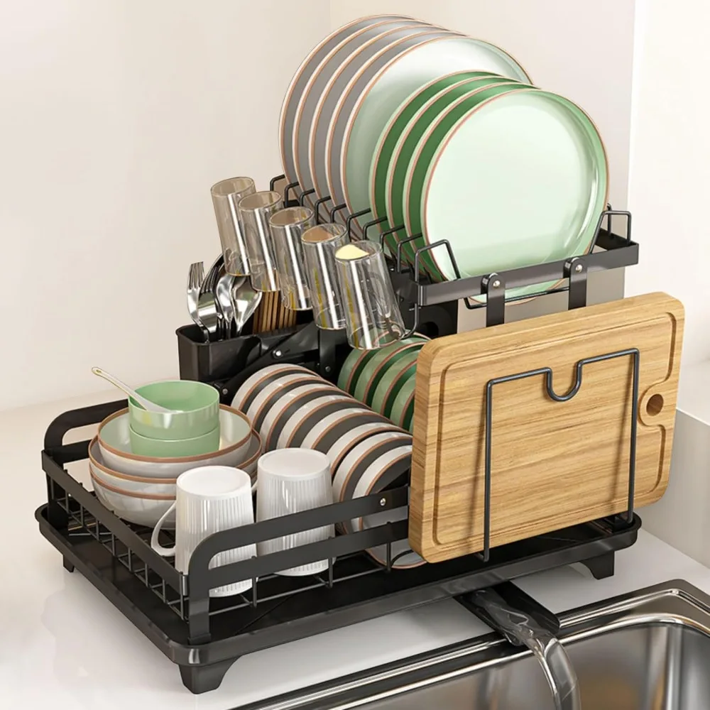 2 Tier Metal Dish Drying Rack Without Installation Sturdy Dish Racks for Kitchen Counter with Drain Board Multifunctional
2 Tier Metal Dish Drying Rack Without Installation Sturdy Dish Racks for Kitchen Counter with Drain Board Multifunctional