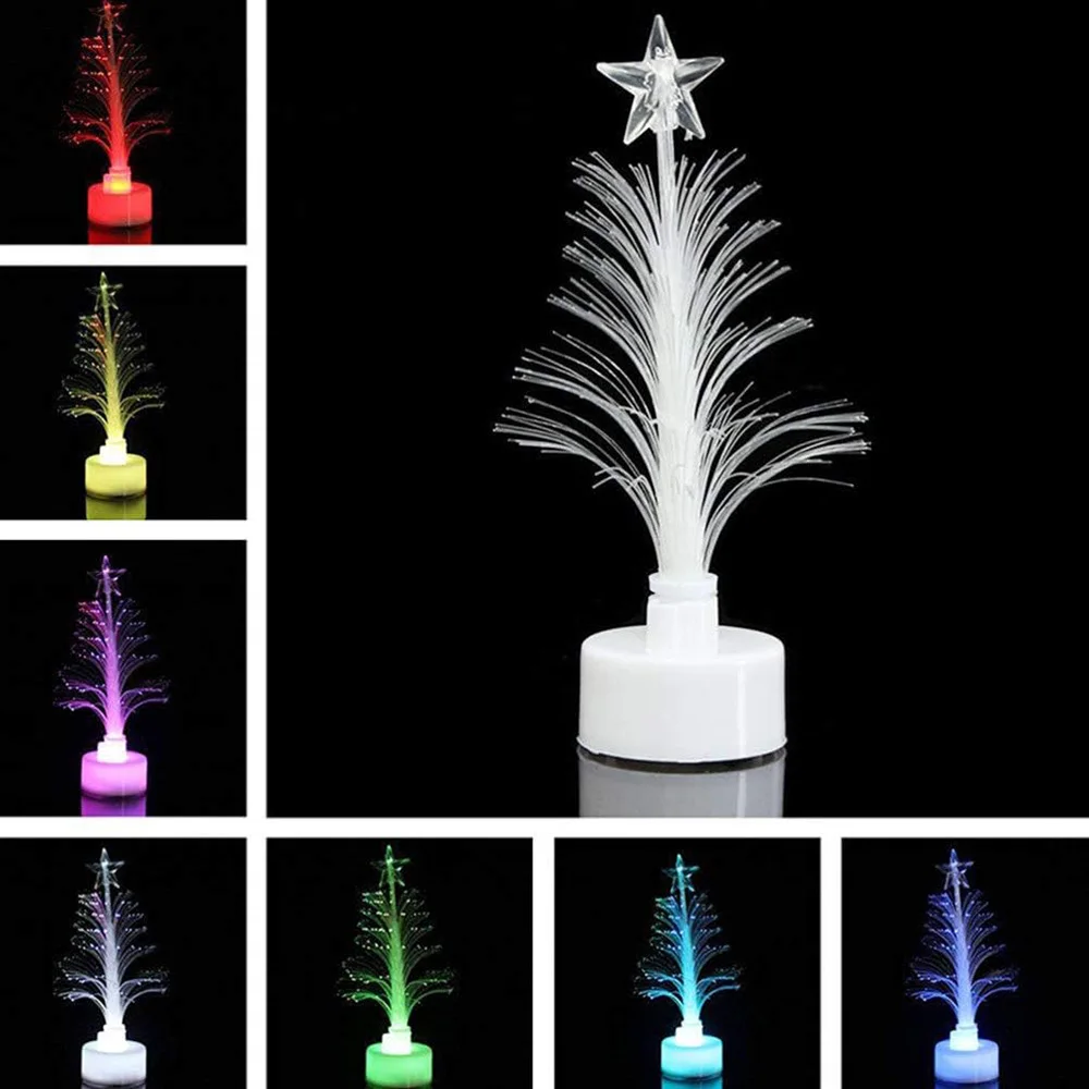 

Color Changing Christmas Tree Night Light LED Fiber Optic Table Lamp Desktop Ornaments Holiday Atmosphere Light Home Decoration