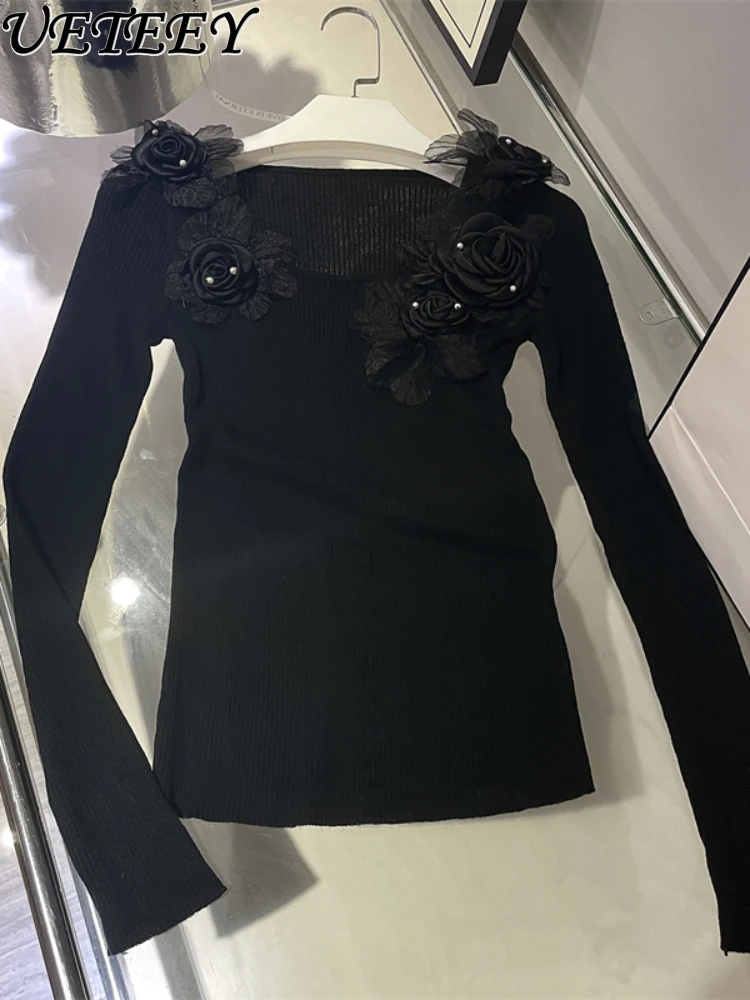 2023 Autumn and Winter New Female Round Neck Long-Sleeved Knitted Pullover Flower Beaded Stretch Bottoming Sweater for Women
2023 Autumn and Winter New Female Round Neck Long-Sleeved Knitted Pullover Flower Beaded Stretch Bottoming Sweater for Women