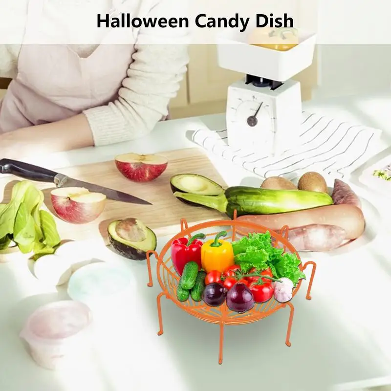 

Spider Web Fruit Bowl Festive Halloween Candy Dish With Spooky Spiders Modern Kitchen Counter Basket Holder for Kitchen Counter