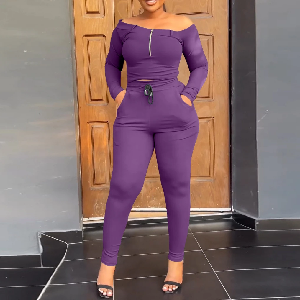 Autumn Winter Casual Solid 2 Piece Set Women Fashion Off Shoulder Zipper Up Tops Jogger Pants Suit Two Piece Outfit Traksuit
Autumn Winter Casual Solid 2 Piece Set Women Fashion Off Shoulder Zipper Up Tops Jogger Pants Suit Two Piece Outfit Traksuit