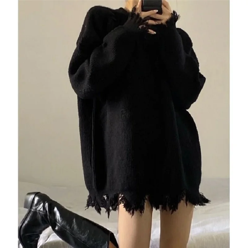 Deeptown Gothic Style Punk Black Knitted Sweater Women Oversize O-neck Goth Grunge Knit Pullover Korean Fashion Long Sleeve Tops
Deeptown Gothic Style Punk Black Knitted Sweater Women Oversize O-neck Goth Grunge Knit Pullover Korean Fashion Long Sleeve Tops