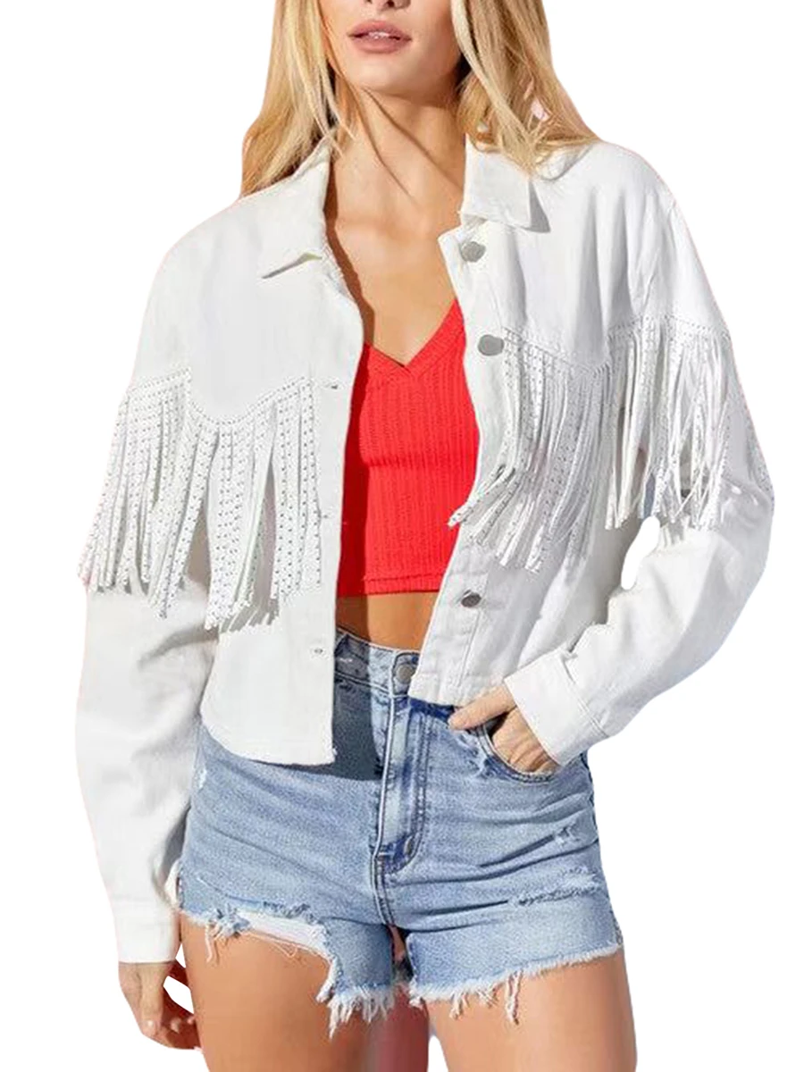 

Women s Classic Denim Jackets with Distressed Details and Button Closure for Spring Casual Outfits