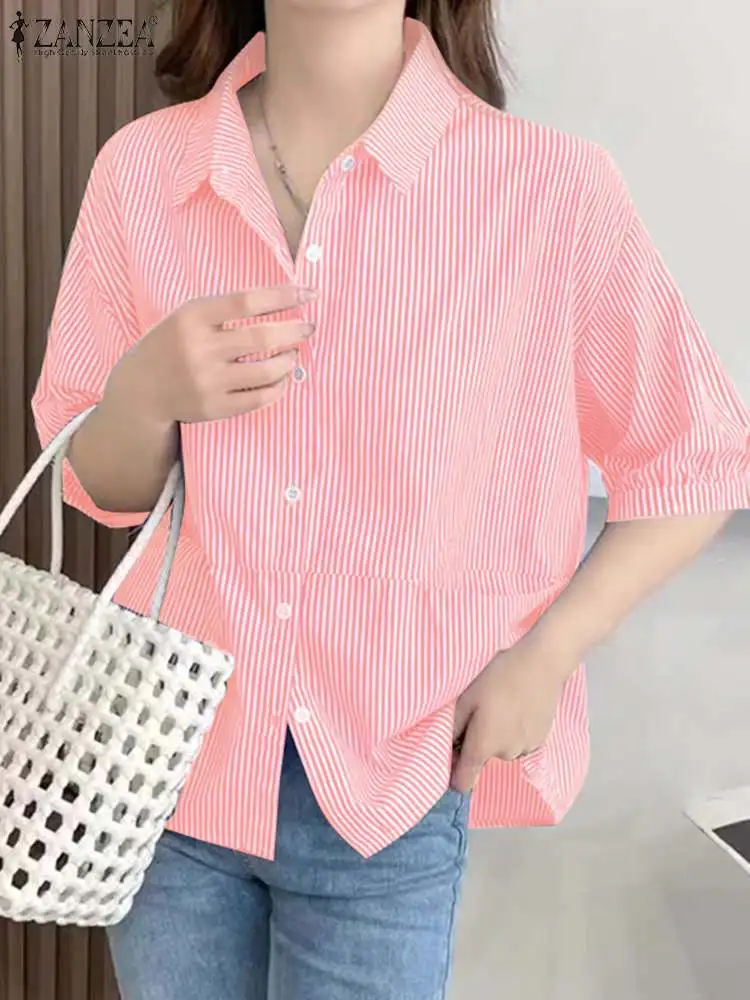 Рубашка ZANZEA женская с отложным воротником, модная блузка в полоску с рукавом 3/4, элегантная офисная туника, Повседневная на пуговицах, на лето
Рубашка ZANZEA женская с отложным воротником, модная блузка в полоску с рукавом 3/4, элегантная офисная туника, Повседневная на пуговицах, на лето