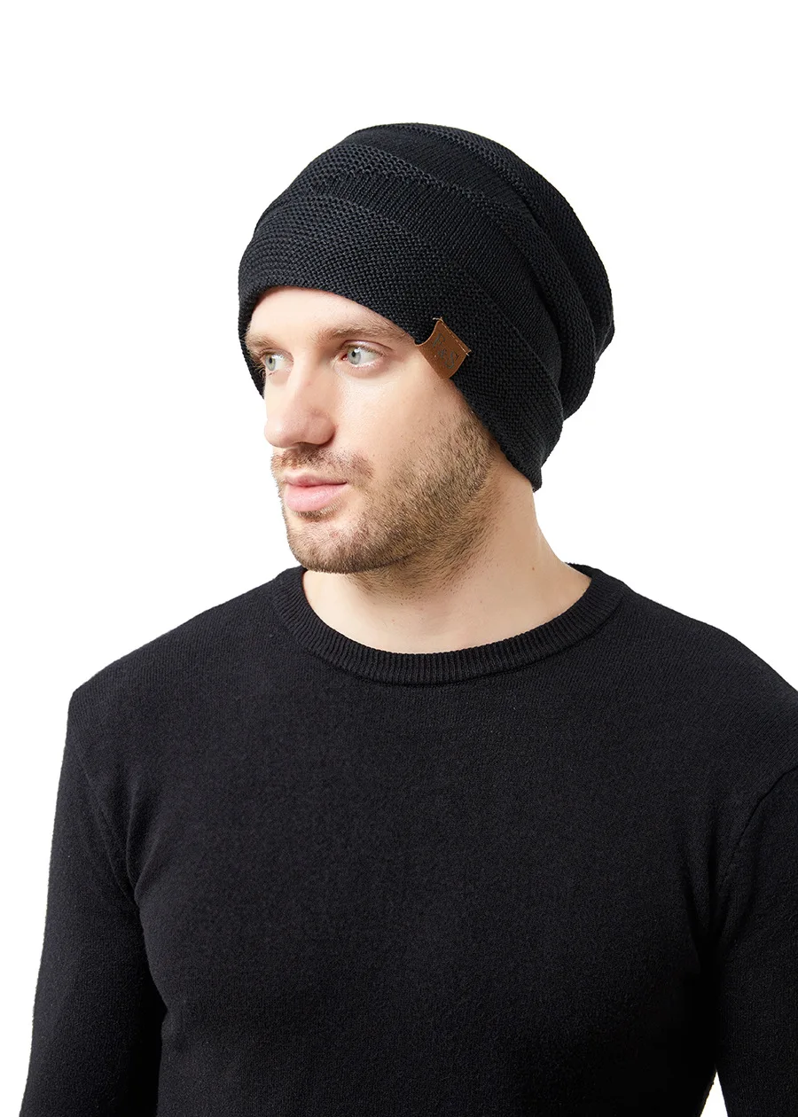 New Unisex Slouchy Winter Hats Add Fur Lined Men And Women Warm Beanie Cap Casual Label Decor Winter Knitted Hats New Unisex Slouchy Winter Hats Add Fur Lined Men And Women Warm Beanie Cap Casual Label Decor Winter Knitted Hats