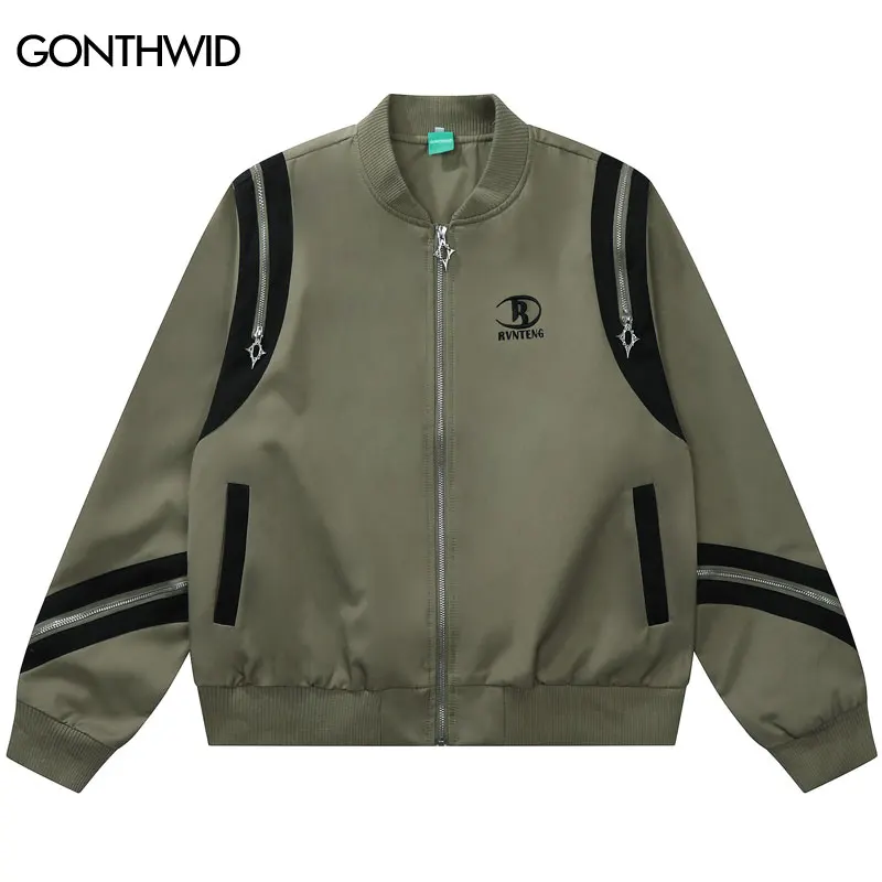 Vintage Baseball Bomber Jacket Hip Hop Retro Patchwork Zipper Coats Harajuku Fashion Casual Loose Streetwear Jackets Green Gray 
Vintage Baseball Bomber Jacket Hip Hop Retro Patchwork Zipper Coats Harajuku Fashion Casual Loose Streetwear Jackets Green Gray