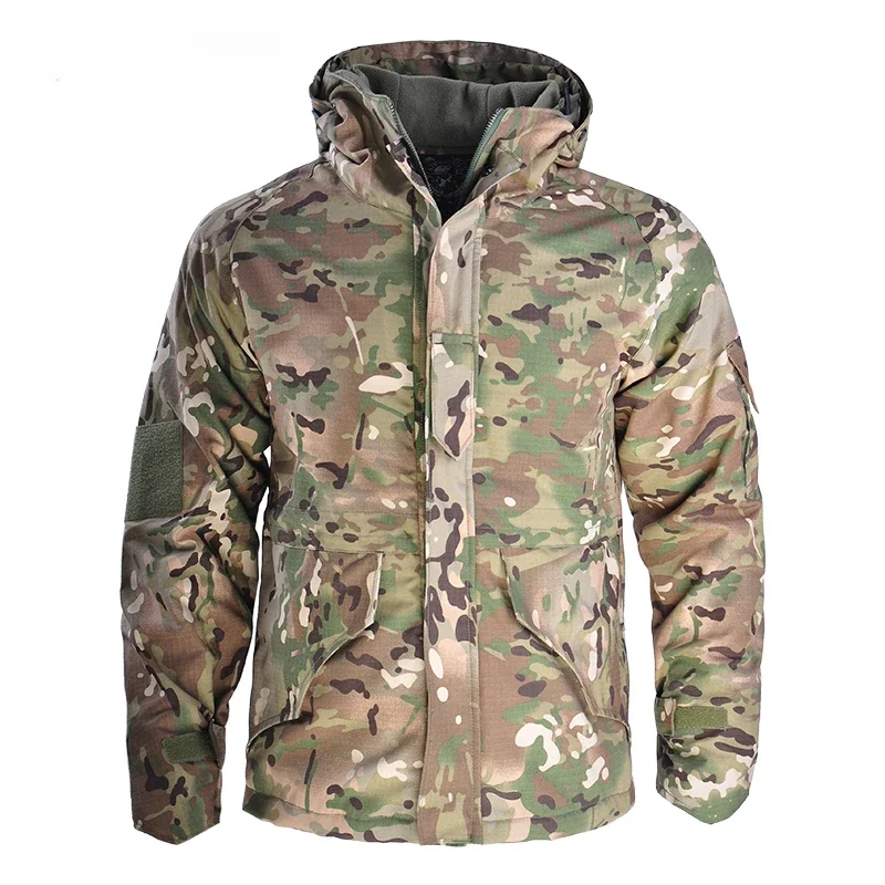 

Men Outdoor Jacket Multi Pocket Bomber Hunting Clothes Warm Hoody Jacket Tactical Mens Fleece Men Windbreaker Coats Male