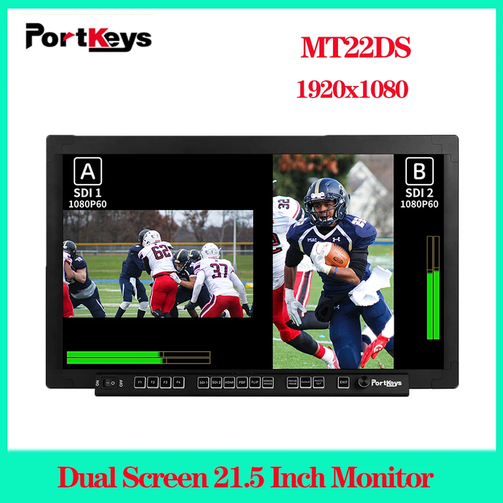 

Portkeys MT22DS Dual Screen 21.5 Inch Monitor HDMI-Compatible 3G-SDI Director Monitor Wireless Video Transmission