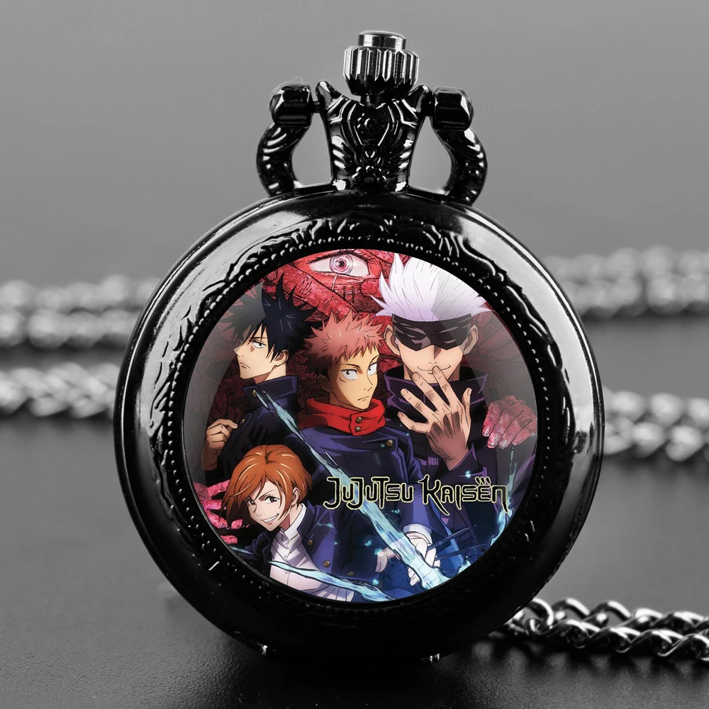 

Classic popular Jujutsu Kaisen Anime theme Quartz pocket watch white dial Roman numerals necklace male and female gift