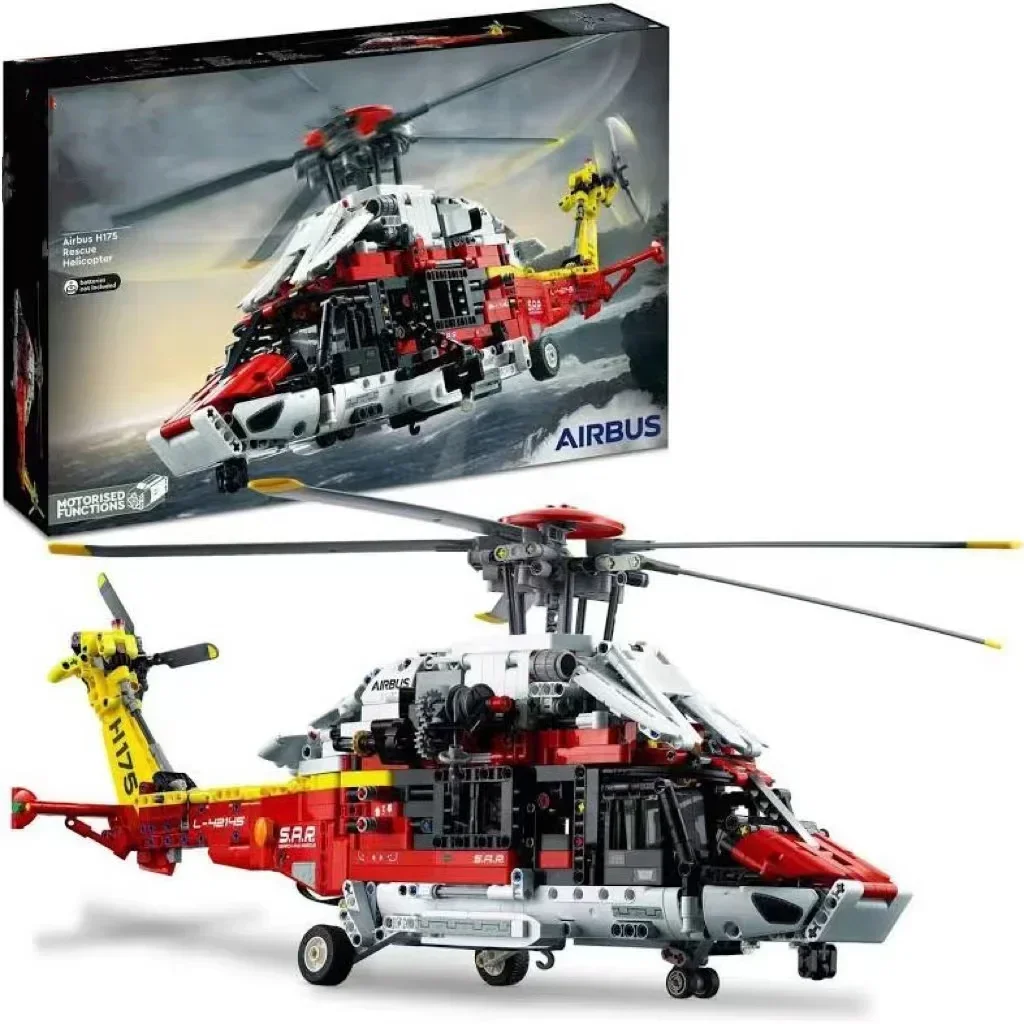

_ 2001 шт. технический Аэробус H175, спасательный вертолет, модель 42145, игрушечный конструктор для мальчиков и девочек, подарок, моторизованные функции