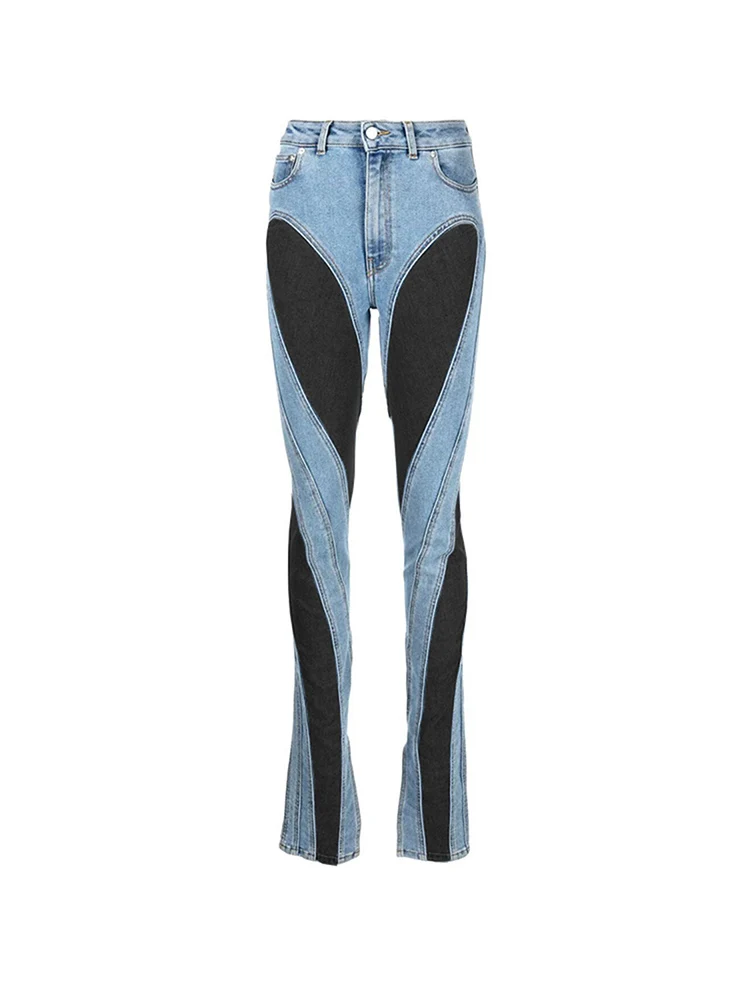 Panelled Women's Jeans Blue Slim Deconstruct Patchwork High Waist Split Long Denim Pants Female 2023 Streetwear Sheath Pant
Panelled Women's Jeans Blue Slim Deconstruct Patchwork High Waist Split Long Denim Pants Female 2023 Streetwear Sheath Pant