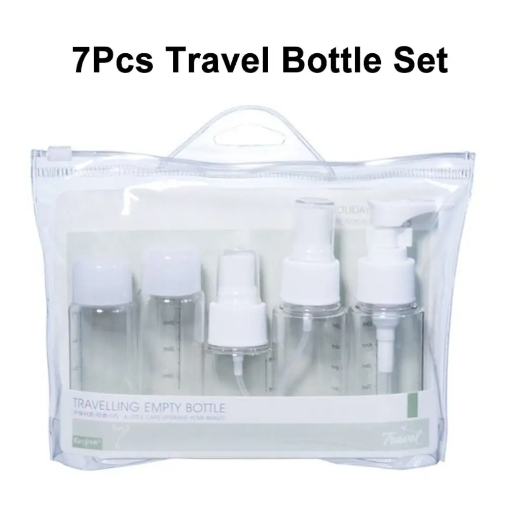 

7Pcs with Storage Bag Refillable Bottle Set Sub-Bottle Face Cream Makeup Bottles Kit Lotion with Scale Pump Spray Bottle